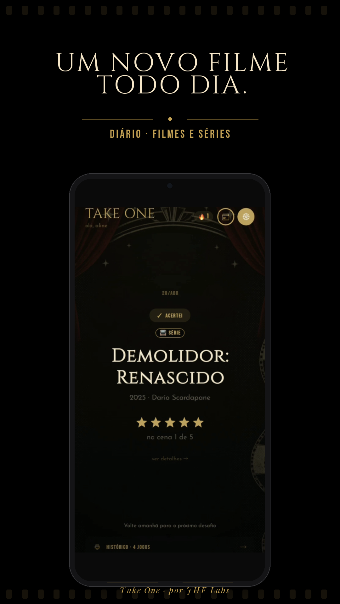 Tela inicial do Take One