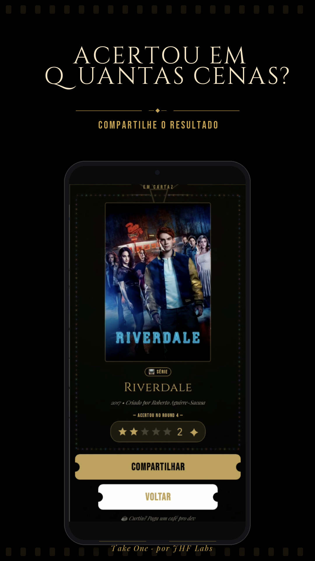 Tela de revelação do filme